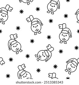 Cute happy key with different emotions. Seamless pattern. Coloring Page. Funny cartoon character. Hand drawn style. Vector drawing. Design ornaments.