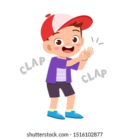 Cute Happy Kid Clap Hand Cheer Smile