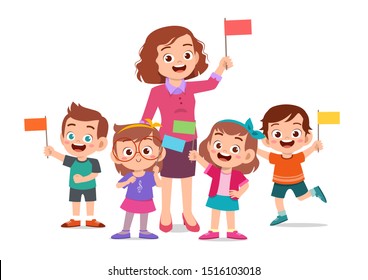 Cute Happy Kid Hold Flag Celebrate National Day