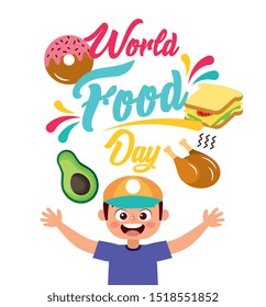 cute happy kid smiling with vegetable cartoon. vector illustration