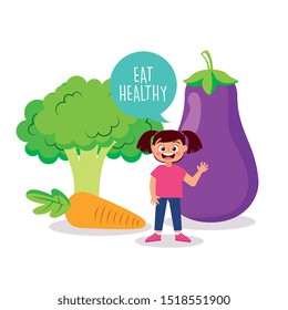 cute happy kid smiling with vegetable cartoon. vector illustration