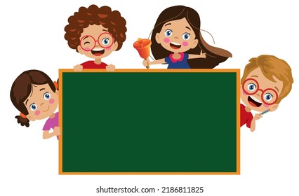 Cute Happy Kids Around Classroom Lesson Stock Vector (Royalty Free ...