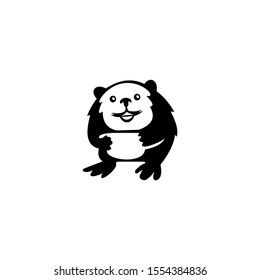 Cute happy and kids bear icon illustration.