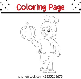 Cute Happy kids cartoon coloring page illustration vector. For kids coloring book.