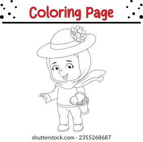 Cute Happy kids cartoon coloring page illustration vector. For kids coloring book.