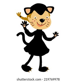 Cute, happy Kids, with costumes, outfits. Vector children.