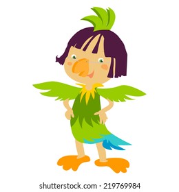 Cute, happy Kids, with costumes, outfits. Vector children.