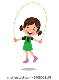 cute and happy kids jumping rope