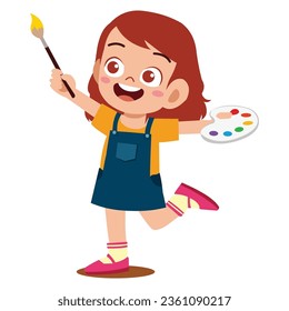 Cute and Happy Kids Painting Character