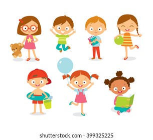 cute happy kids with toys