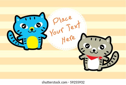 cute happy kitten couple doodle