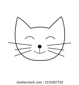 Cara de gatito dulce y agradable. Icono, signo, logotipo. Ilustración vectorial.