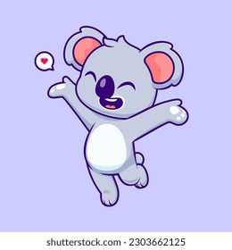 Cute Happy Koala Cartoon Vektorsymbol Illustration. Tiernatur-Symbol Konzept isolierter Premium-Vektorgrafik. Flachbildkartonstil