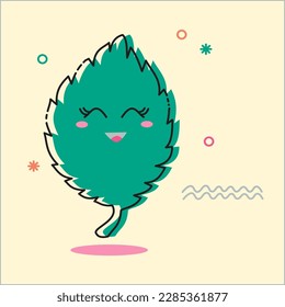 Cute Happy Leaf. Vector cartoon leaf illustration