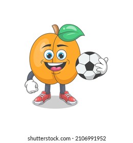 Cute Happy Lemon With Ball Cartoon Vector Illustration. Fruit Mascot Character Concept Isolated Premium Vector