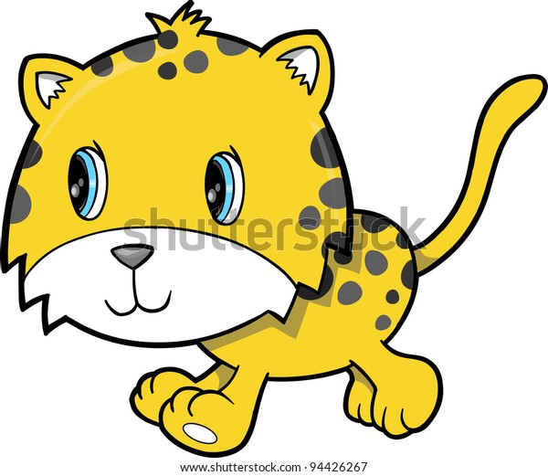 Cute Happy Leopard Animal Vector Illustration Stock Vector (Royalty ...