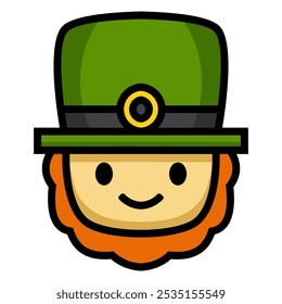 Cute happy leprechaun head with green hat