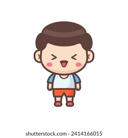 Cute happy little boy cartoon illustration
