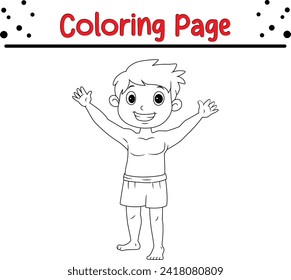 cute happy little boy coloring page