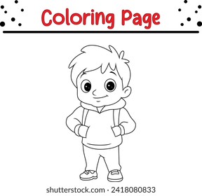cute happy little boy coloring page