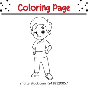 cute happy little boy coloring page