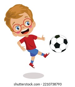 cute happy little boy with soccer ball