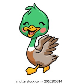 Cute happy little duck cartoon