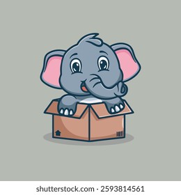 Cute and happy little elephant carton vector children's illustration Q version vector cartoon illustration