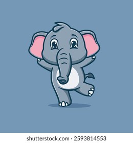 Cute and happy little elephant vector children's illustration Q version vector cartoon illustration