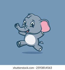 Cute and happy little elephant vector children's illustration Q version vector cartoon illustration