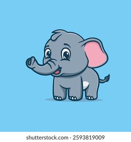 Cute and happy little elephant vector children's illustration Q version vector cartoon illustration