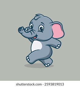 Cute and happy little elephant vector children's illustration Q version vector cartoon illustration