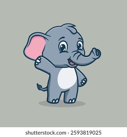 Cute and happy little elephant vector children's illustration Q version vector cartoon illustration