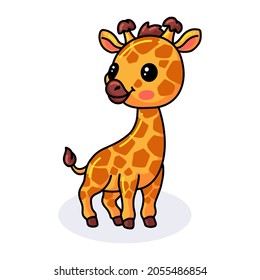 Cute happy little giraffe cartoon