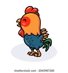 Cute happy little rooster cartoon
