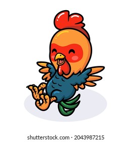 Cute happy little rooster cartoon