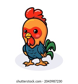 Cute happy little rooster cartoon