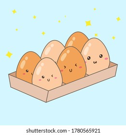 cute happy lovely eggs characters on container box vector design, can be use to make poster