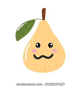 Cute happy lovely expression face pear cartoon
