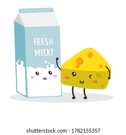 cute happy lovely fresh milk and cheese vector design, can be use to make poster
