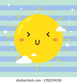 cute happy lovely sun with cloud vector design, can be use to make poster