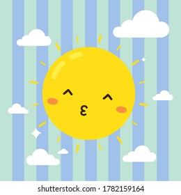 cute happy lovely sun with cloud vector design, can be use to make poster