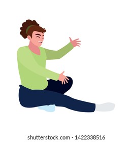 cute happy mom seated in the floor