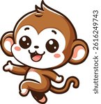 cute happy monkey dancing cartoon character