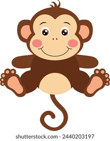 Cute happy monkey isolated on white