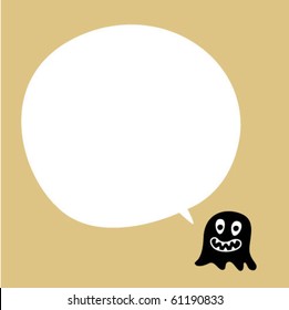 cute happy monster doodle card
