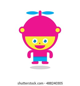cute happy monster vector illustration best for logo character joyful adorable animal ugly afraid vacation kid devil face child isolated colorful hilarious youth smile multicolor fun amusing humor toy