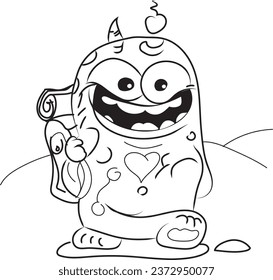 Cute happy monsters  for coloring