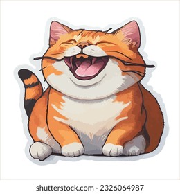 Cute happy mood cat sticker