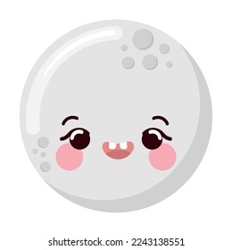 cute happy moon icon isolated